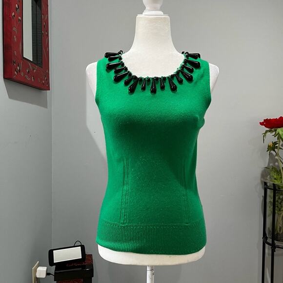 NEW Vintage Milly of New York Cashmere Jewel Scoop Neck Sleeveless Sweater NWOT - Picture 1 of 16